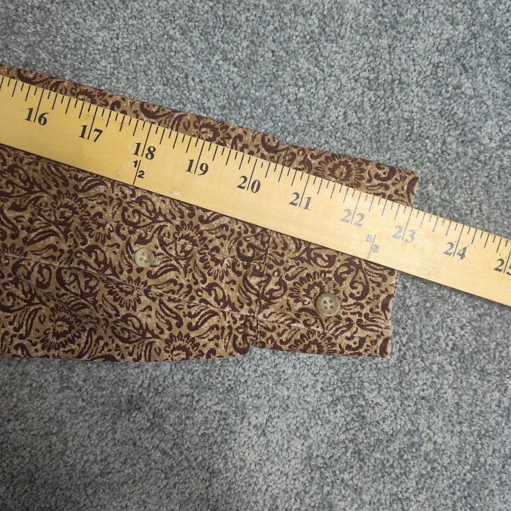 Natural Issue Shirt Mens L Beige Brown Paisley Wrinkle Free Long Sleeve Casual